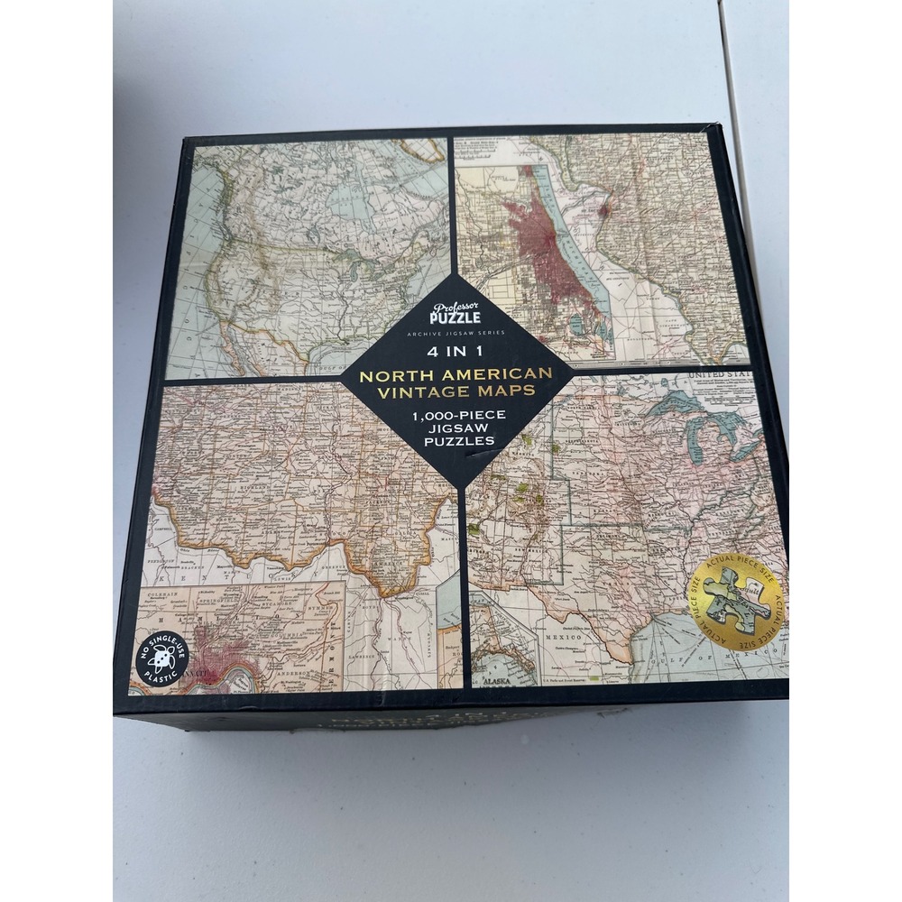Professor Puzzle Archive 4 in 1 North American Vintage Maps 1000 Piece Jigsaws